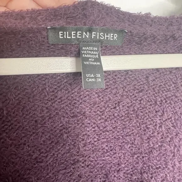 Eileen Fisher Sweater Womens 3X Purple Organic Cotton V Neck Oversized Tunic - Picture 5 of 9